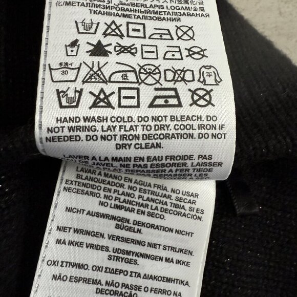 GUESS Womens Rhinestone Graphic Beanie Hat M/L Black Wool - Picture 6 of 8